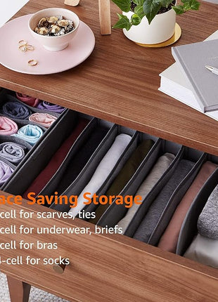 Amazon Basics Dresser Drawer Storage Organizer for Undergarments, Set of 4 - Gray