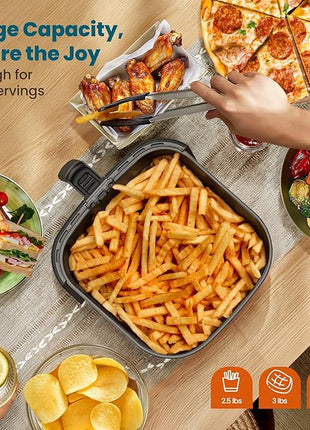 Nuwave Brio 10-in-1 Air Fryer, 6 QT Airfryer Capacity with Smart Probe, Roast Grill Bake for Fast Meals, One-Touch Digital Controls, Powerful 1800W Fryer, 100 Recipes, Removable Divider & Grill Pan