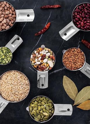 Hudson Essentials Stainless Steel Measuring Cups Set - Stackable Set with Spout