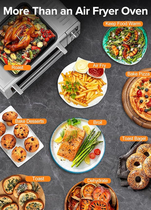 Nuwave Bravo Pro Smart 21QT Toaster Oven Air Fryer Combo, Convection Oven Countertop, 10 functions all in 1, with even & quick crisp technology, 50-450°F, 1800W, Stainless Steel