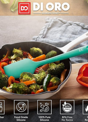 DI ORO Silicone Spatula - 600°F Heat-Resistant Rubber Kitchen Spatula for Baking, Scraping, & Mixing - BPA Free Nonstick Cookware Safe Flexible Utensil for Cooking - Seamless & Dishwasher Safe (Mint)