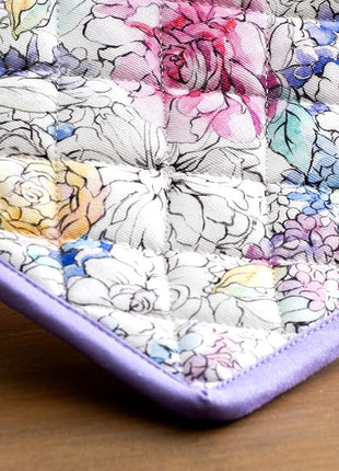Maison d' Hermine Pot Holders 100% Cotton Heat Resistant Potholders 8" x 8" Hot Pads with Loop BBQ, Cooking, Baking, Grilling, Kitchen, Handling Hot Pans Spring/Summer (Pack of 1, Floral Love)