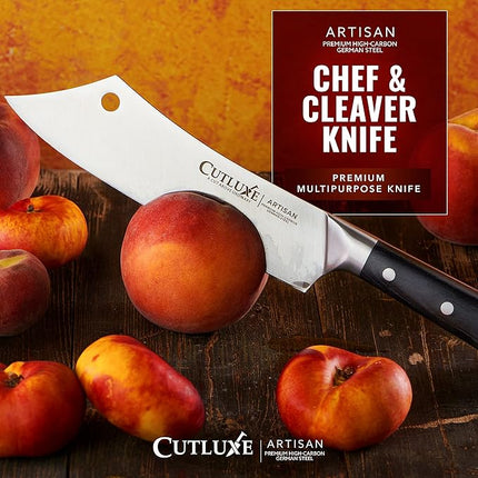 Cutluxe Cleaver Chef Knife – 8" Meat Cleaver Butcher Knife – German Steel Blade, Full Tang, Ergonomic Handle Design – Artisan Series