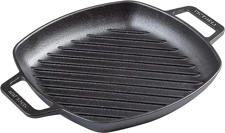 Victoria Cast Iron Square Grill Pan with Double Loop Handles, Made in Colombia, 10 Inches