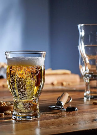 Libbey Craft Brews Nucleated Pint Beer Glasses, Dishwasher Safe Pint Glasses Set of 4 for Light Beers, Stouts, Laser Etching Nucleated Beer Glasses