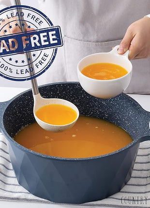 Country Kitchen Non-Stick Cast Aluminum Cookware Set - Durable Kitchen Cookware for Everyday Cooking, Navy Diamond, 11 Pc.