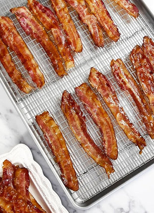 USA Pan 1607CR Bakeware Extra Large Sheet Baking Pan and Bakeable Nonstick Cooling Rack Set, XL, Metal