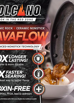 Textured Ceramic Nonstick, 10 Piece Cookware Pots and Pans Set with Stainless Steel Handles, PFAS PFOA & PTFE Free, Dishwasher Safe, Oven & Broiler Safe to 600 Degrees, Red