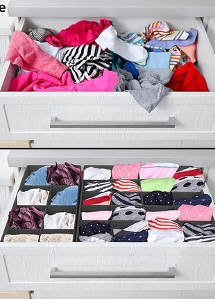 Simple Houseware 4-Pack Drawer Organizer Set - Closet Dividers for Underwear, Socks, Bras, Scarves, Ties - Foldable Non-Woven Storage Boxes, Dark Gray