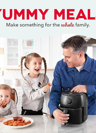 DASH Tasti-Crisp™ Electric Air Fryer Oven, 6 Qt. Family Size, Black – Compact Air Fryer with Large Basket for Healthier Food in Minutes, Ideal for Small Spaces - Auto Shut Off, Analog, 1700-Watt