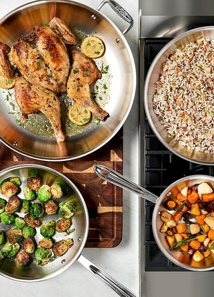 All-Clad D3 3-Ply Stainless Steel Fry Pan Set, 10,12 Inch, Induction Oven and Broiler Safe to 600F, Frying Pans, Durable Kitchen Cooking Skillets, Professional Induction Cookware, Stainless Steel