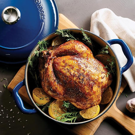 Tramontina Bestow Enameled Cast Iron Dutch Oven Pot with Lid, Round 5.5-quart, Blue