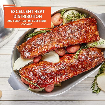 IMUSA USA Heavy Duty Cajun Oval Aluminum Roaster 15, Silver