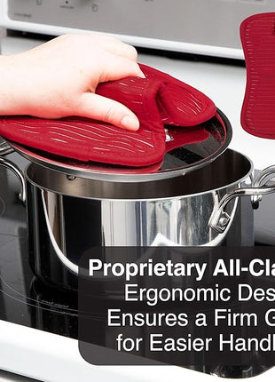 All-Clad Premium Pot Holder & Heating Pad, (1-Pack) Heat Resistant to 500 Degrees, 100% Cotton 10"x6.25" for Kitchen and Barbeque, Chili Red
