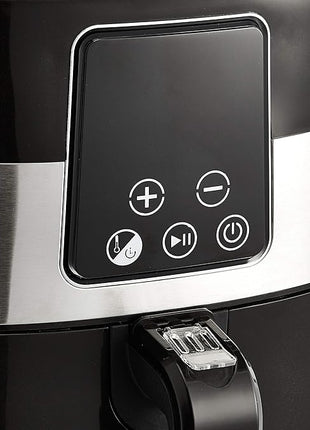 Amazon Basics 3.2 Quart 6-In-1 Air Fryer (Fry, Crisp, Roast, Bake, Reheat, Dehydrate), Non-Stick, with Timer, Auto Shut-Off, Digital Touch Screen, 180-400°F, 1400W, Black/Silver