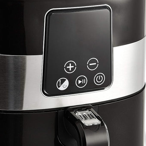 Amazon Basics 3.2 Quart 6-In-1 Air Fryer (Fry, Crisp, Roast, Bake, Reheat, Dehydrate), Non-Stick, with Timer, Auto Shut-Off, Digital Touch Screen, 180-400°F, 1400W, Black/Silver