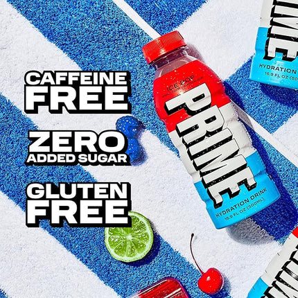 PRIME Hydration ICE POP, Sports Drinks, Electrolyte Enhanced for Replenishing Fluids, 250mg BCAAs, B Vitamins, Antioxidants, Low Sugar, 16.9 Fl Oz, 12 Pack
