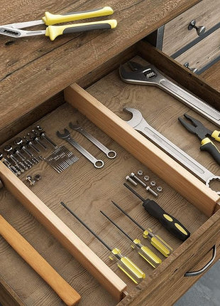 BAMEOS Drawer Dividers kitchen Organization Bamboo Utensil Organizers for Kitchen Bedroom Bathroom Dresser Office 4-pack