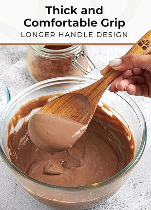 Wooden Spoons for Cooking – Wooden Kitchen Utensils Set, 6 Pcs Teak Wood Utensil Set – Comfortable Grip Non–Stick Wooden Cooking Utensils - Kitchen Gifts for Women Men, Cooking Gifts for Men Women