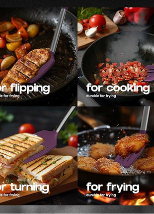 Silicone Spatula Set - Turner Spatulas Silicone Heat Resistant 600°F - Slotted & Solid Spatula for Cooking Fish, Eggs, Pancakes Flipper – Spatulas for kitchen use – Berry