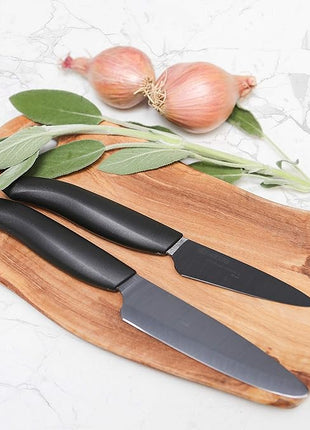 Kyocera FK-3PC-BKBK Ceramic Advanced Knife Set, 5.5" 4.5" 3", Black Handle With Black Blade