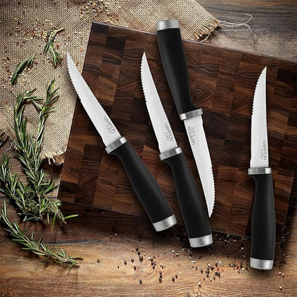Hampton Forge Epicure–4PieceSteak KnifeSet–Black, Silver
