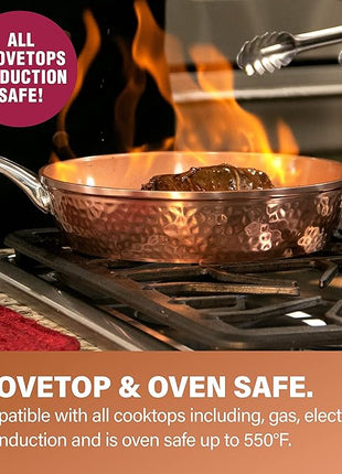 Gotham Steel Hammered 20 Pc Ceramic Cookware Set Nonstick, True Ceramic Pots and Pans Set Non Stick with Deep Square Pan Set & Bakeware Set, Non Toxic PFOA PFOS Free, Oven & Dishwasher Safe