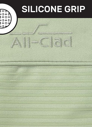 All-Clad Silicone Oven Mitts: Heat Resistant up to 500 Degrees - 100% Cotton & Silicone, 14"x7" Oven Mitt for Kitchen and Barbeque, 2-Pack, Fennel