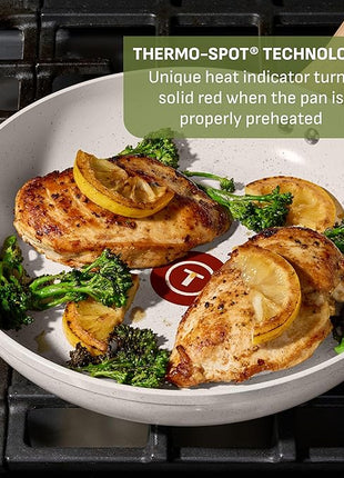 T-Fal Revive Ceramic Nonstick Frying Pan 12 Inch Skillet, Oven Safe to 350°F, Stay-Cool Handle, Kitchen Pots and Pans, Beige Granite