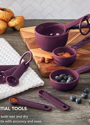 KitchenAid Measuring Cups and Spoon Set, Beetroot, 9-Piece