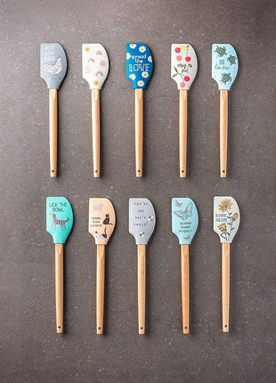 Karma, Silicone Spatula with Wood Handle Heat Resistant, Baking, cooking and Mixing Spatulas, Modern Farmhouse Kitchen Décor, Gift for Chef, Cooks, Housewarming Gift, Bee