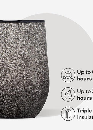Corkcicle Stemless Wine Tumbler - Keeps Drinks Cold for 6 Hours - Triple-Insulated Stainless Steel - Non-Slip Base - Summer Drinkware Gift - Keeps Drinks Ice Cold - 12 oz - Steel Shadow