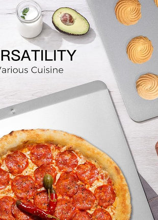 HONGBAKE 2 Pieces Large Flat Cookie Sheet No Edges, Nonstick Insulated Baking Pan, Commercial Oven Trays for Cooking, 16" X 14", Grey