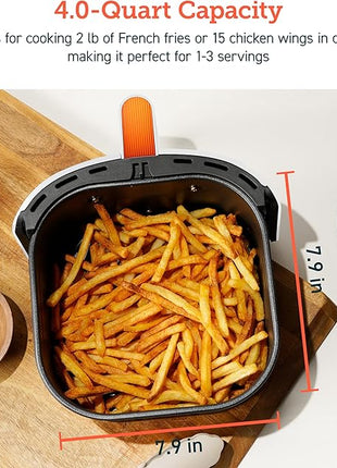 Cosori Air Fryer 4 Qt, 7 Cooking Functions Airfryer, 150+ Recipes on Free App, 97% less fat Freidora de Aire, Dishwasher-safe, Designed for 1-3 People, Lite 4.0-Quart Smart Air Fryer, White