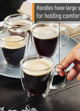 BTaT- Insulated Coffee Mug, Large, Set of 4 (16oz, 500ml), Double Wall Glass Coffee Cups, Glass Coffee Mug, Christmas Gifts