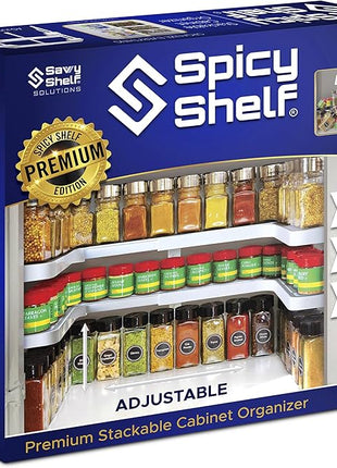 Spicy Shelf 3.0 - Expandable 2 Tiered Spice Rack Organizer for Cabinet & Pantry - Kitchen Seasoning Organizer - Cabinet Spice Racks for Inside Cabinets (Spicy Shelf Premium) - Home Organization