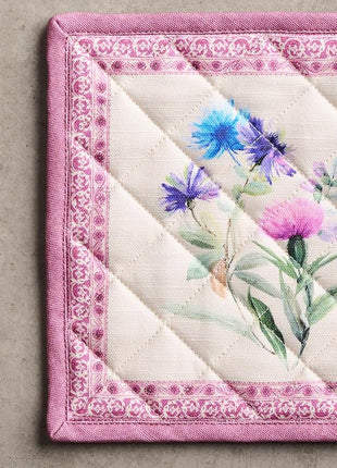 Maison d' Hermine Pot Holders 100% Cotton Heat Resistant Potholders 8" x 8" Hot Pads with Loop BBQ, Cooking, Baking, Grilling, Kitchen, Handling Hot Pans Spring/Summer (Pack of 1, Chardon)