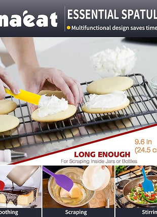 Anaeat Silicone Spatula Set of 5 - Seamless One-Pieces Design, Non-Stick Rubber Spatulas BPA Free Kitchen Scraper Flexible for Easy Baking, Cooking, Scraping & Mixing, Heat Resistant & Dishwasher Safe