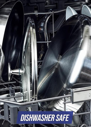 Blue Diamond 11 Piece Cookware Set, Stainless Steel Tri-Ply, Induction Compatible, Diamond Infused Ceramic Nonstick, PFOA and PFAS Free, Dishwasher Safe, Metal Utensil Safe, Scratch Resistant, Silver