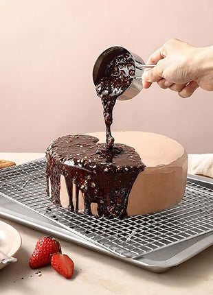 Spring Chef 10 x 15 Inch Stainless Steel Cooling Rack for Cooking & Baking - Heavy Duty Cookie Cooling Rack for Kitchen - Oven Safe - Fits Jelly Roll Pan - Dishwasher Safe