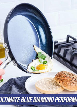 Blue Diamond Cookware Hard Anodized Ceramic Nonstick, 8" Frying Pan Skillet, PFAS-Free, Dishwasher Safe, Oven Safe, Grey