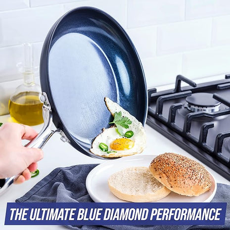 Blue Diamond Cookware Hard Anodized Ceramic Nonstick, 10" Frying Pan Skillet, PFAS-Free, Dishwasher Safe, Oven Safe, Grey