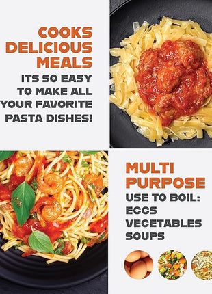 Gotham Steel 5 Quart Stock Pot Multipurpose Pasta Pot with Strainer Lid & Twist and Lock Handles, Nonstick Ceramic Surface Makes for Effortless Cleanup with Tempered Glass Lid, Dishwasher Safe