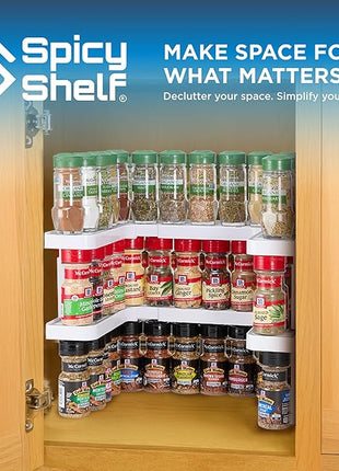 Spicy Shelf 3.0 - Expandable 2 Tiered Spice Rack Organizer for Cabinet & Pantry - Kitchen Seasoning Organizer - Cabinet Spice Racks for Inside Cabinets (Spicy Shelf Premium) - Home Organization