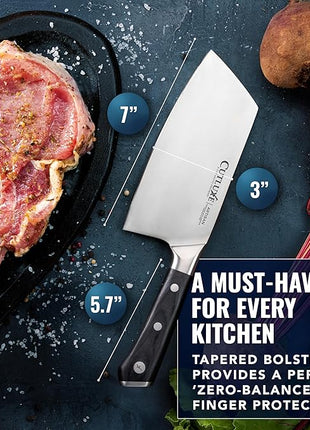 Cutluxe Meat Cleaver Knife - 7" Heavy Cleaver Butcher Knife, Razor Sharp German Steel Blade, Full Tang, Ergonomic Handle Design – Artisan Series