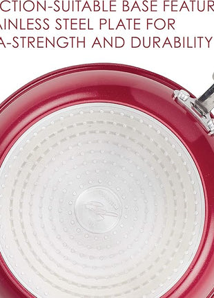 Rachael Ray Create Delicious Nonstick Saute/All Purpose Pan with Lid, 3 Quart - Red Shimmer