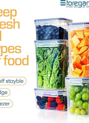 14 PCS Airtight Food Storage Containers with Lids set, BPA Free Leak-proof Kitchen and Pantry Organization Canisters for Cereal, Pasta, Dry Food, Flour Sugar, Stackable, Free Label, Marker, Scoop