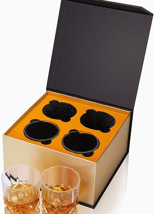 KANARS Old Fashioned Whiskey Glasses with Luxury Box - 10 Oz Rocks Barware For Scotch, Bourbon, Liquor and Cocktail Drinks - Set of 4 - Men Gift