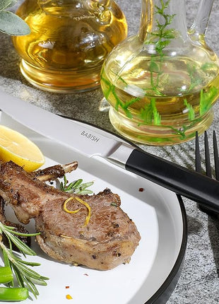 Babish 4-Piece Forged Kitchen Steak Knife Set – High-Carbon 1.4116 German Steel Cutlery – Sharp & Durable Steak Knives for Dining and Grilling