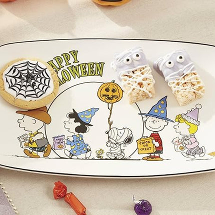 Lenox Serveware, The Great Pumpkin Hors D'Oeuvres Tray, Porcelain Tray, Halloween Decor Indoor, Hand Wash Only, Featuring Peanuts Design, Snoopy, Halloween Party Supplies (1 Piece, 13.75 x 7.75-Inch)